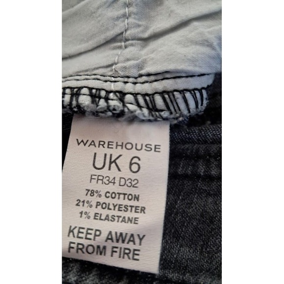 Warehouse Y2K UK 6/ US 4 Denim Mini‎ Skirt Gray Wash Fitted Stretch Casual - Picture 5 of 5